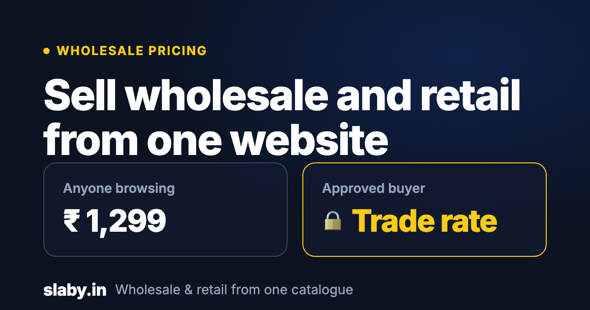 A single product shown twice — an open retail price beside a locked trade price visible only to approved buyers